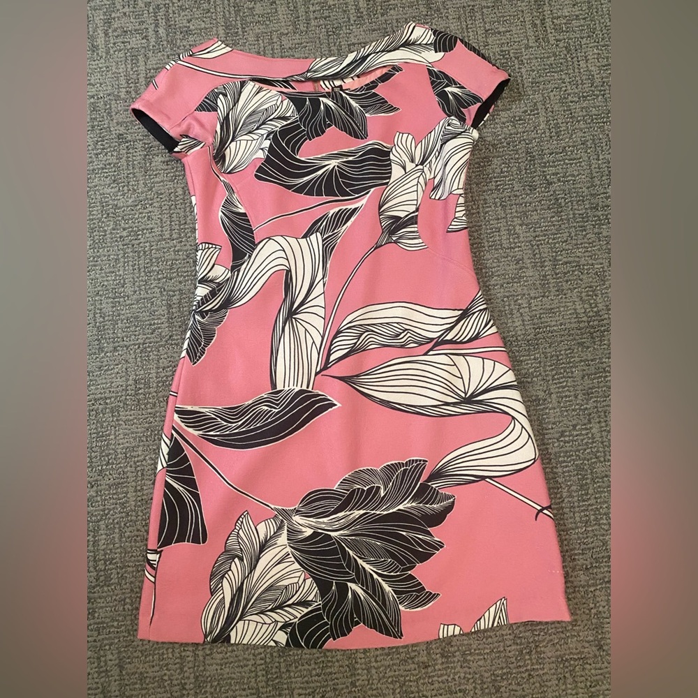 Yoana Baraschi Pink and Black Leaf Print Mini Dress